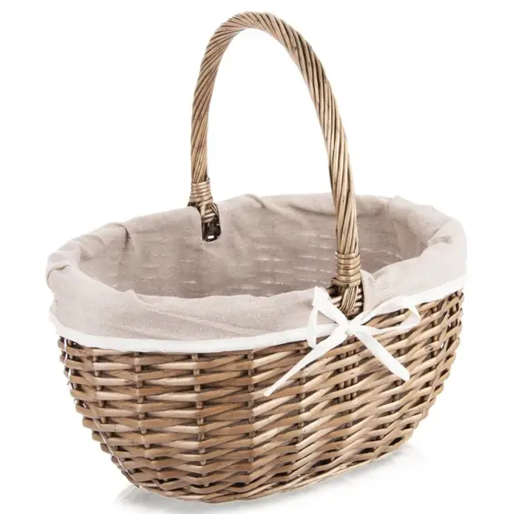 Orion 730564 pletena piknik košara od prirodnog pruća 40 × 31 × 40 cm s podstavom