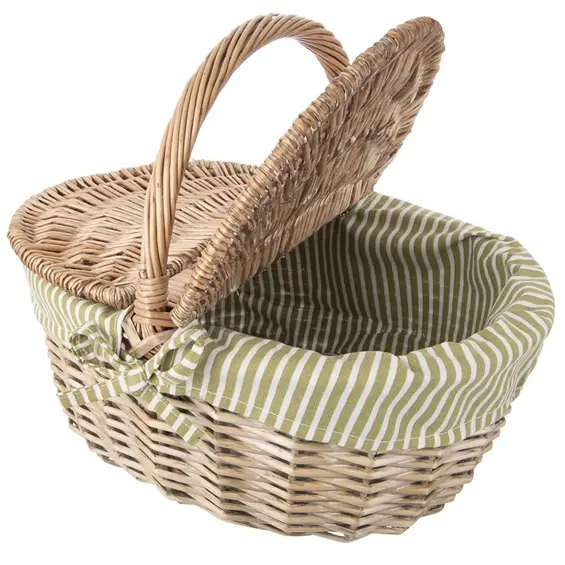 Orion 730565 zatvorena pletena piknik košara od pruća 42 × 32 × 35 cm s poklopcem