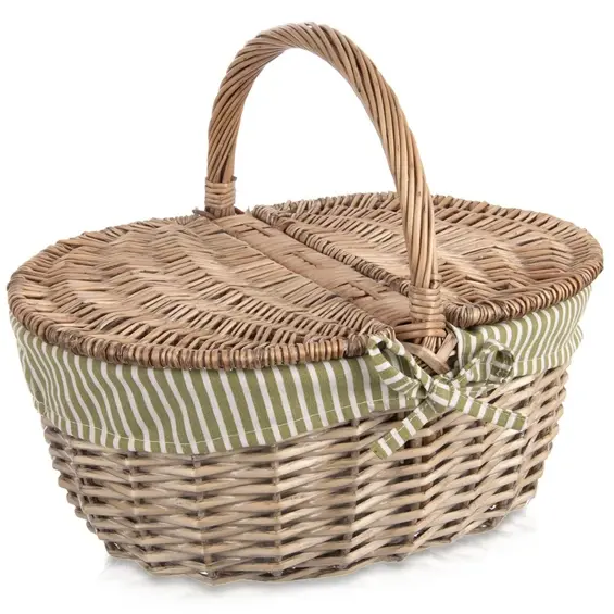 Orion 730565 zatvorena pletena piknik košara od pruća 42 × 32 × 35 cm s poklopcem