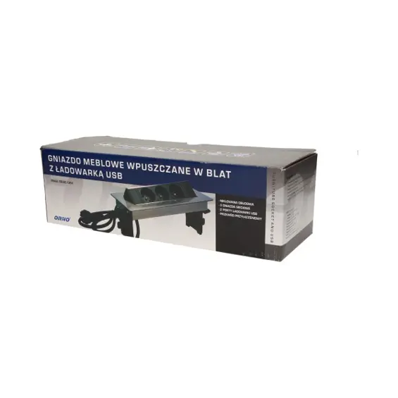 Orno OR-AE-1364 ugradbena stolna utičnica 3× 230 V + 2× USB
