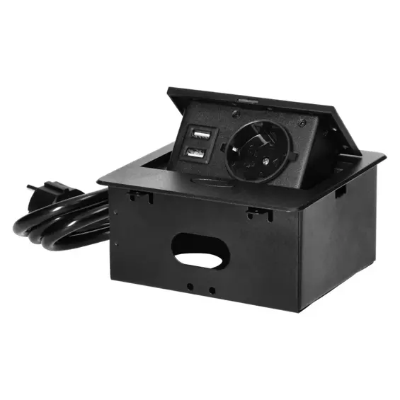 Orno OR-GM-9029(GS)/B ugradbena namještajska utičnica Schuko s 2 USB priključka
