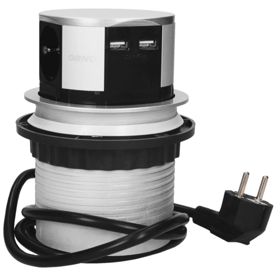 Orno Produžni kabel sa 3 x Schuko utičnice + 2 x USB, ugradbena - OR-AE-1342(GS)