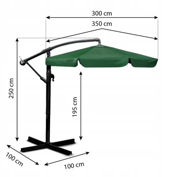 Plonos PL-880 sklopivi vrtni suncobran 350 cm sa zaštitnom navlakom