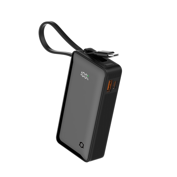 Powerbank Adda Collins PB-005-BK, 10000 mAh, LED zaslon, PD20W + QC22.5W, Type C ulaz, Type C i USB-A izlaz, 3A,crni