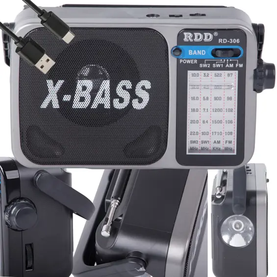 Prijenosni FM/AM radio s baterijom, lampom i X-BASS zvukom – RDD RD-306 USB-C