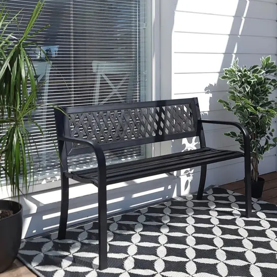 ProGarden Roma metalna vrtna klupa za dvije osobe 119 × 50 × 75 cm – crna