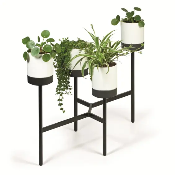 Prosperplast Bloomie Stand stalak za cvijeće s 4 posude 125 × 55 × 81,5 cm – bijeli/crni