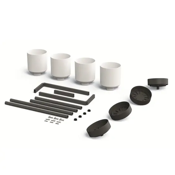 Prosperplast Bloomie Stand stalak za cvijeće s 4 posude 125 × 55 × 81,5 cm – bijeli/crni