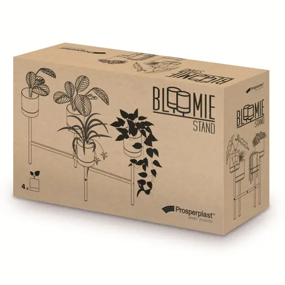Prosperplast Bloomie Stand stalak za cvijeće s 4 posude 125 × 55 × 81,5 cm – bijeli/crni