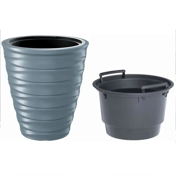 Prosperplast Freze DBFE400-443U tegla za cvijeće s umetkom 28 L – Ø 38,3 × 41,9 cm, svijetlo siva