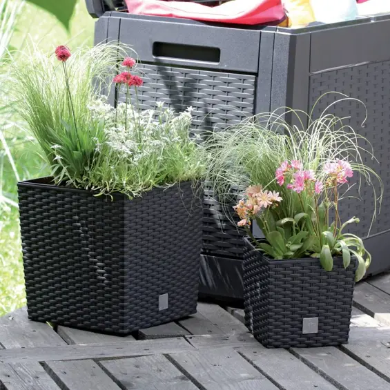 Prosperplast Rato Low DRTS225L-S433 tegla za cvijeće s umetkom 9,8 L, 22,3 × 22,3 × 22,8 cm – antracit