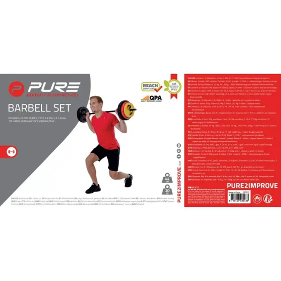 Pure2Improve set šipke i utega 20 kg, 130 cm