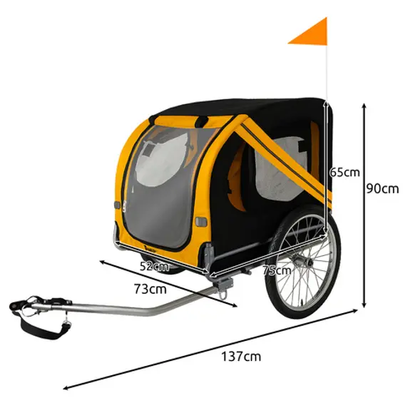 Purlov Biciklistička Prikolica za Pse do 40 kg – Transportna Prikolica za Bicikl za Velike Pse