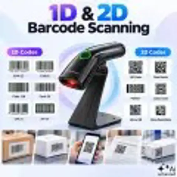Qoltec 52750 – Žični čitač barkodova 1D/2D i QR kodova s postoljem, USB, crni