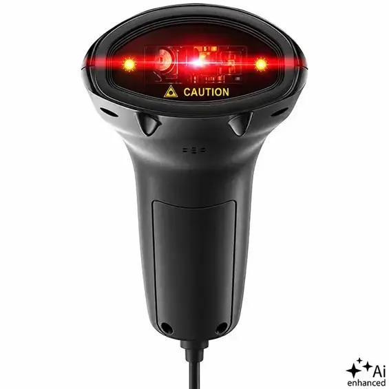 Qoltec 52750 – Žični čitač barkodova 1D/2D i QR kodova s postoljem, USB, crni