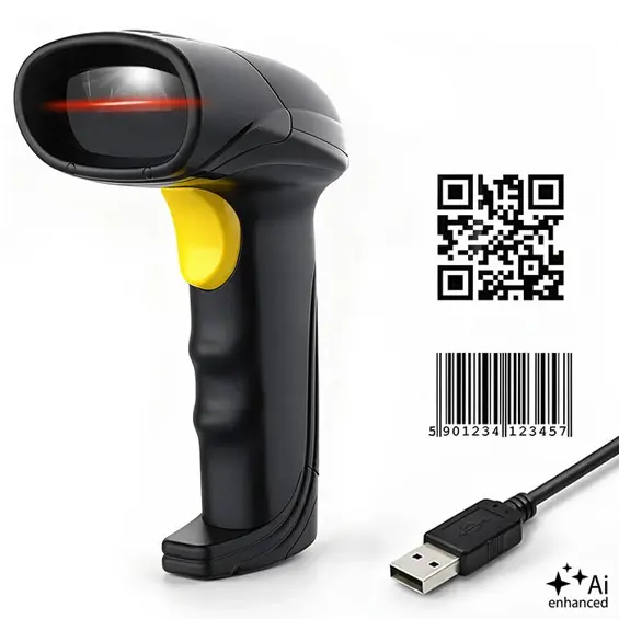 Qoltec 52753 – Bežični čitač barkodova 1D/2D i QR kodova s bazom za punjenje, USB, Bluetooth