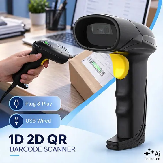 Qoltec 52753 – Bežični čitač barkodova 1D/2D i QR kodova s bazom za punjenje, USB, Bluetooth