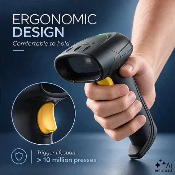 Qoltec 52753 – Bežični čitač barkodova 1D/2D i QR kodova s bazom za punjenje, USB, Bluetooth