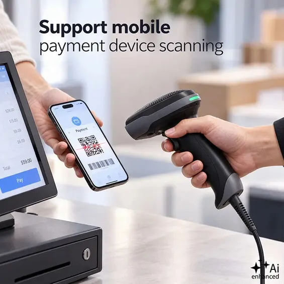 Qoltec 52753 – Bežični čitač barkodova 1D/2D i QR kodova s bazom za punjenje, USB, Bluetooth
