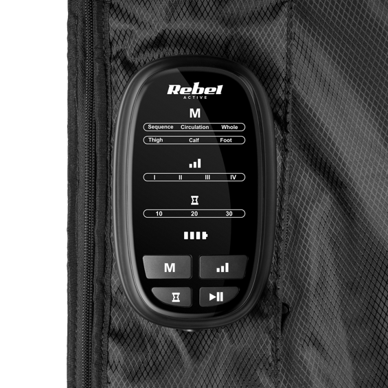 Rebel Active RBA-6007 bežični aparat za kompresijsku masažu noge – 5 komora, 4 razine pritiska, 6 načina rada