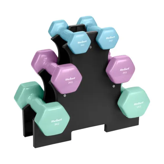 Rebel Active set vinilnih HEX bučica 12 kg sa stalkom