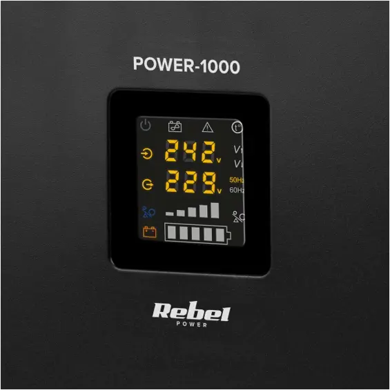 REBEL POWER-1000 RB-4013 – UPS uređaj za neprekidno napajanje 1000 VA / 700 W, čisti sinusni val, 12 V, punjač akumulatora, zidna montaža
