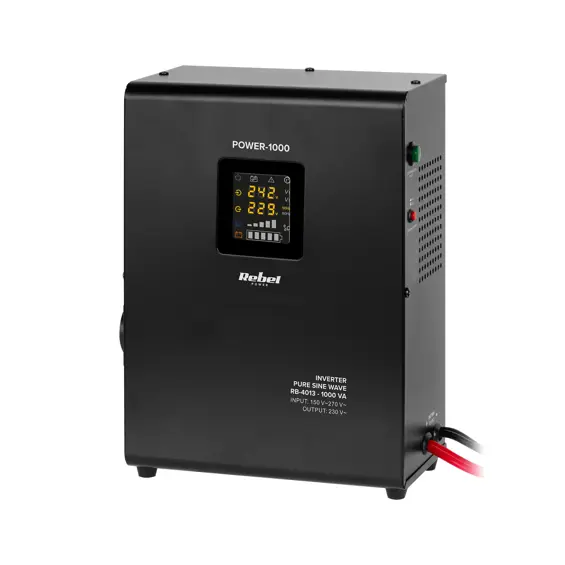 REBEL POWER-1000 RB-4013 – UPS uređaj za neprekidno napajanje 1000 VA / 700 W, čisti sinusni val, 12 V, punjač akumulatora, zidna montaža