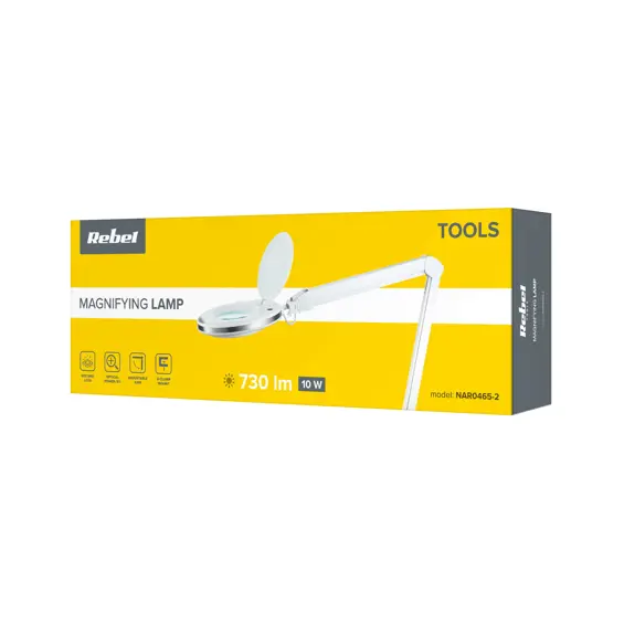 REBEL radna LED lampa s povećalom 5D, 10 W, 730 lm i stolnom stezaljkom