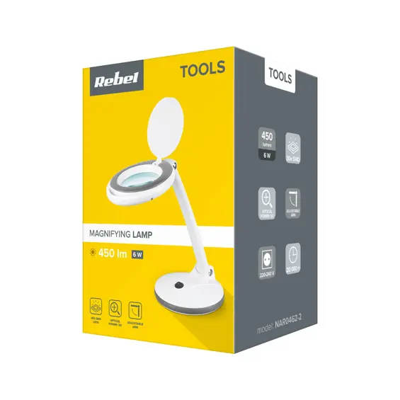 REBEL stolna LED lampa s povećalom 5D, 6 W, 450 lm