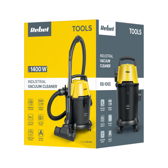 Rebel Tools RB-1065 industrijski usisavač Wet & Dry 1400 W – 15 L, HEPA, mokro/suho usisavanje i puhanje