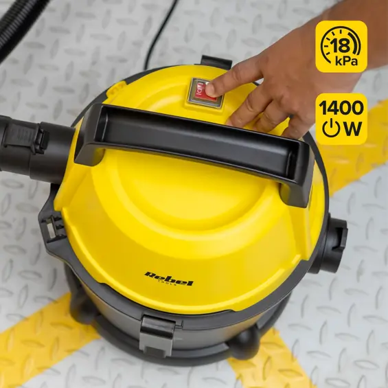 Rebel Tools RB-1065 industrijski usisavač Wet & Dry 1400 W – 15 L, HEPA, mokro/suho usisavanje i puhanje