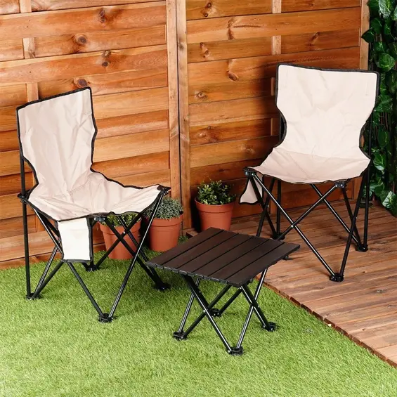 RedCliffs sklopivi camping set – 2 stolice + stol + torba, bež