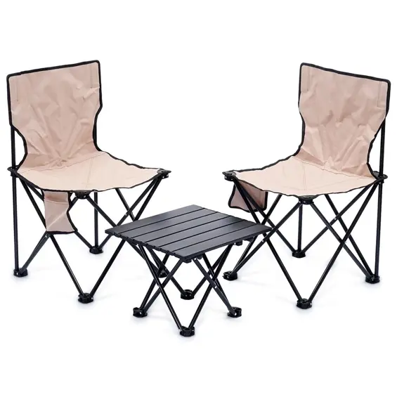 RedCliffs sklopivi camping set – 2 stolice + stol + torba, bež