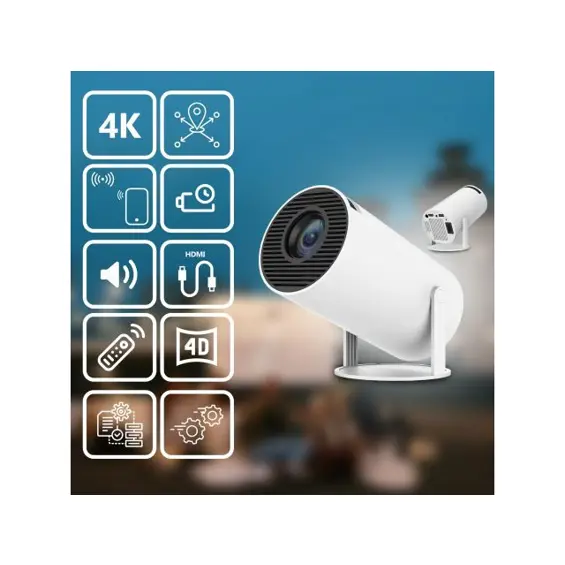 Retoo ER1007 prijenosni smart projektor s Androidom, Wi‑Fi i Bluetoothom – HD, 4K podrška