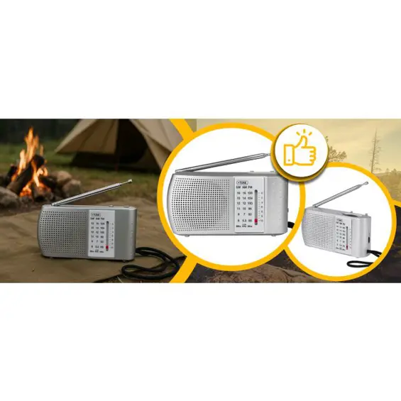 Retoo ER1070 prijenosni radio FM/AM/SW – 2,5" zvučnik, teleskopska antena, 3,5 mm priključak, srebrni