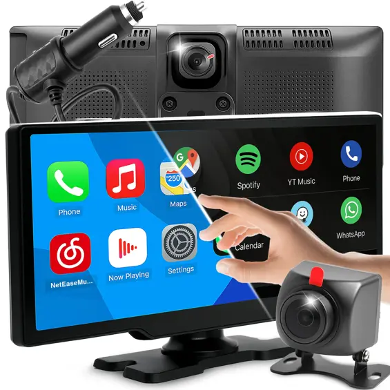 RETOO ER1078 1-DIN autoradio 10,26", Wireless Apple CarPlay i Android Auto, Bluetooth, Wi-Fi + 2 kamere