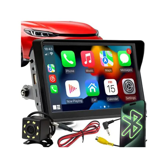 Retoo ER1081 Auto Multimedijska Stanica – 7" Touch, Apple CarPlay, Android Auto, Bluetooth + HD Kamera za Vožnju Unatrag