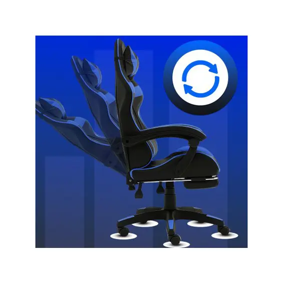 Retoo OR1338-Gaming Stolica – Uredska Stolica za Igrače s Osloncem za Noge, Podesivim Naslonom i Nosivošću 150 kg