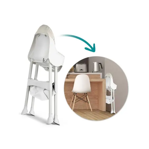 Ricokids Milo dječja stolica za hranjenje sa stolom + podbradnik, siva – 2u1 stolica i stol, podesiv pladanj, sigurnosni pojasevi