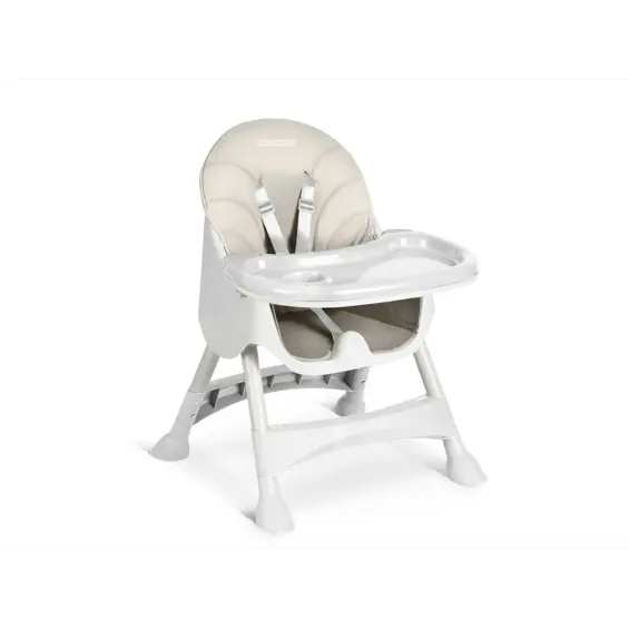 Ricokids Milo dječja stolica za hranjenje sa stolom + podbradnik, siva – 2u1 stolica i stol, podesiv pladanj, sigurnosni pojasevi