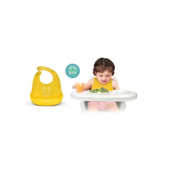 Ricokids Milo dječja stolica za hranjenje sa stolom + podbradnik, siva – 2u1 stolica i stol, podesiv pladanj, sigurnosni pojasevi