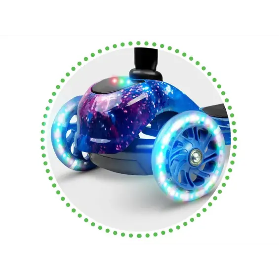 Ricokids Piko romobil 3 kotača crno-plavi – LED kotači i podesivi upravljač