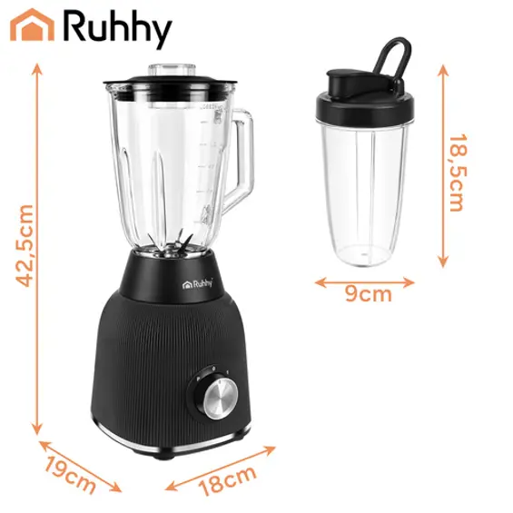 Ruhhy 19425 stolni blender 1200 W s vrčem – snažni blender za smoothie, voće i povrće