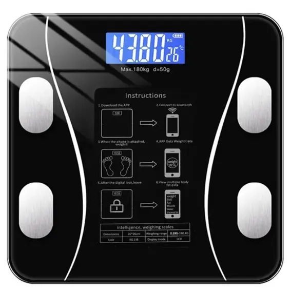 Ruhhy 22525-Pametna osobna vaga do 180 kg s Bluetoothom – analitička vaga za praćenje tjelesnog sastava