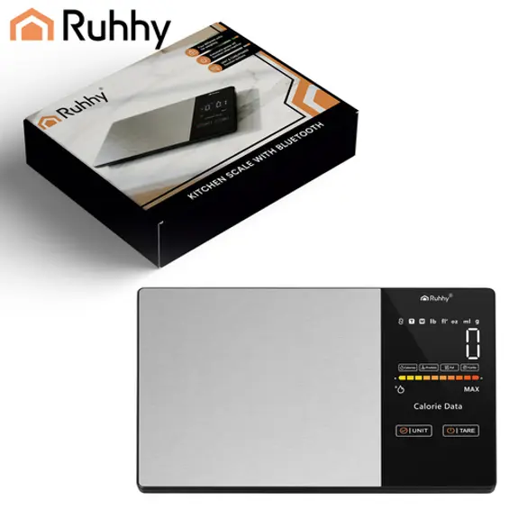 Ruhhy 24632 digitalna kuhinjska vaga s Bluetoothom, do 5 kg, preciznost 1 g – crna