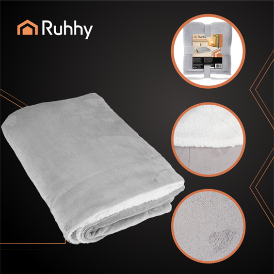 Ruhhy 26293 dvostrana topla deka 150 × 200 cm – svijetlosiva, Sherpa