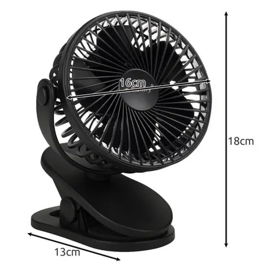 RUHHY bežični ventilator s kopčom 1200 mAh – USB-C stolni ventilator 3u1