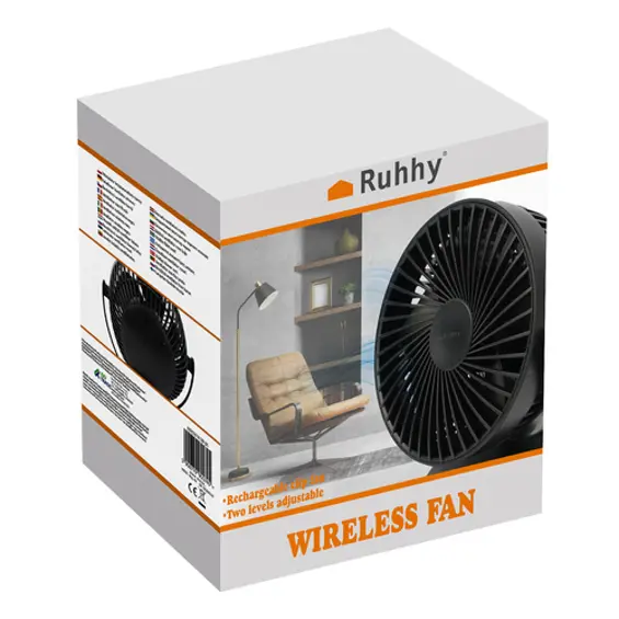 RUHHY bežični ventilator s kopčom 1200 mAh – USB-C stolni ventilator 3u1