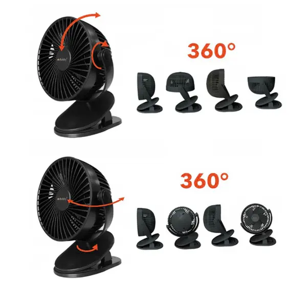 RUHHY bežični ventilator s kopčom 1200 mAh – USB-C stolni ventilator 3u1