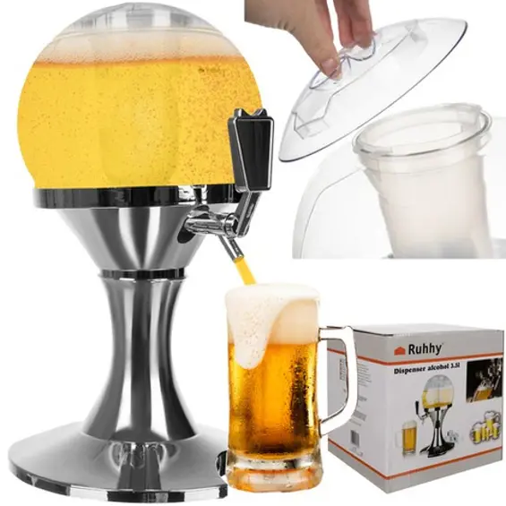 Ruhhy Dozator za piće 3,5 L s spremnikom za led – dozator za sok, vino, pivo i koktele